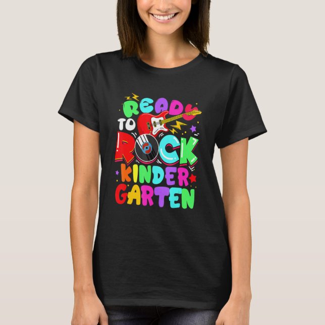 Ready To Rock Kindergarten First Day Of School Boy T-Shirt (Front)