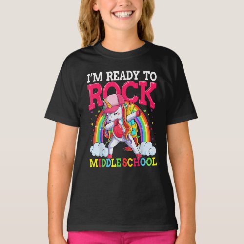 Ready To Rock Middle School Dabbing Unicorn T_Shirt