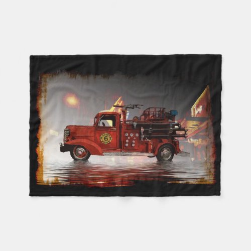 Ready to Roll in Vegas_Fire Truck  Fleece Blanket