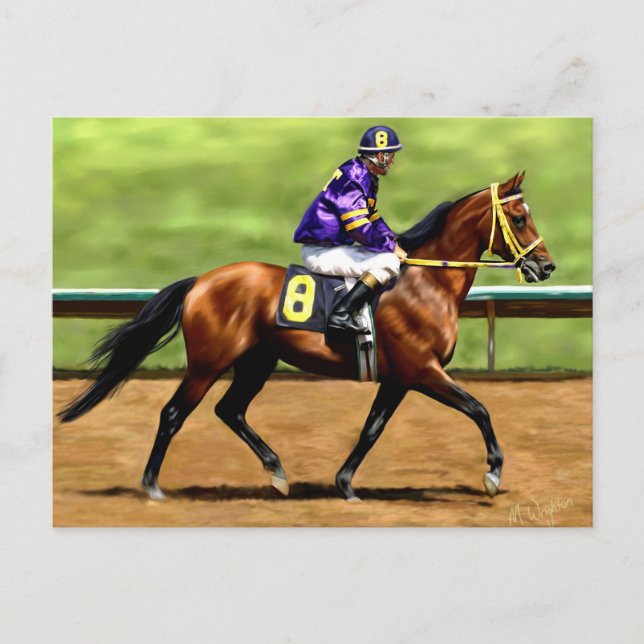 Ready to Run - Race Horse Painting Postcard (Front)