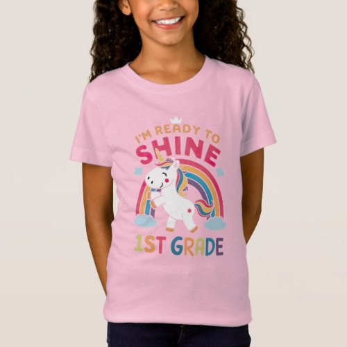 Ready to Shine 1st Grade Unicorn T_Shirt