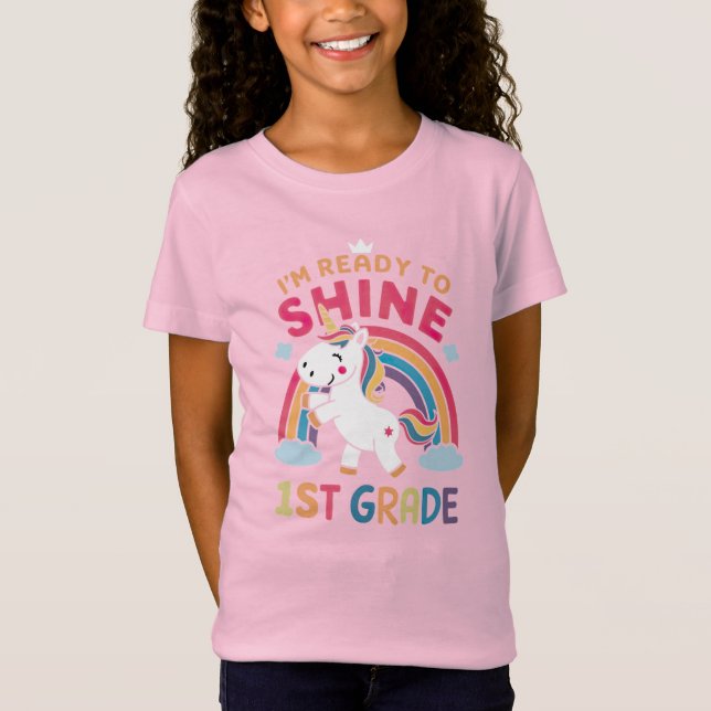 Ready to Shine 1st Grade Unicorn T-Shirt (Front)