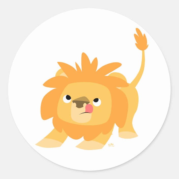 Ready to spring Cartoon Lion round sticker | Zazzle.com