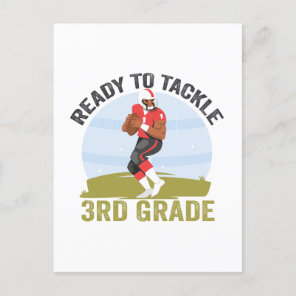 Ready To Tackle 3rd Grade Football Fantasy Rugby  Invitation Postcard