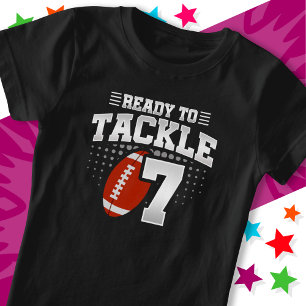 Ready To Tackle 7 Football Party 7th Birthday T-Shirt