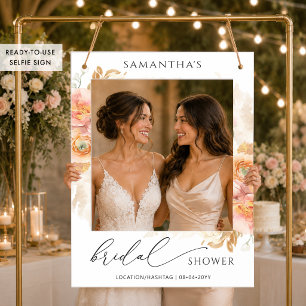 Ready to Use Floral Photo Booth Bridal Shower Selfie Frame
