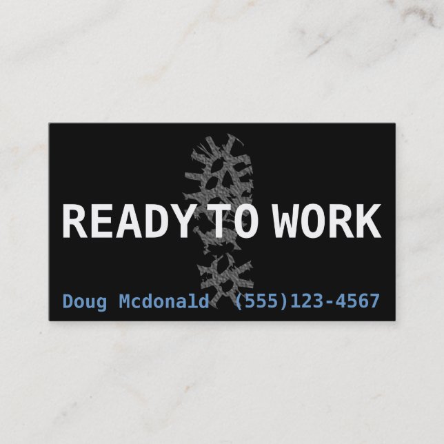 READY TO WORK.Job Search.Earn Money template Business Card (Front)