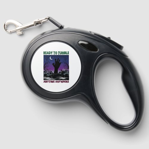 Ready Tumble Zombie Hand Halloween Graveyard Moon_ Retractable Pet Leash