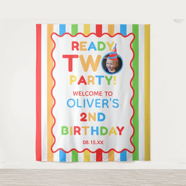 Ready Two Party 2nd Birthday Photo Backdrop (Front)