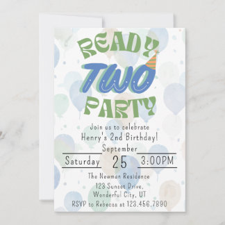 Ready Two Party Birthday Invitation