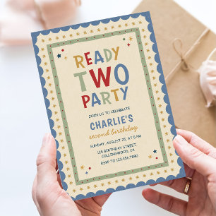 Ready Two Party Colorful 2nd Birthday Invitation