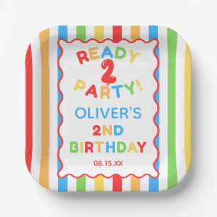 Ready Two Party Colorful Fun 2nd Birthday Party Paper Plates