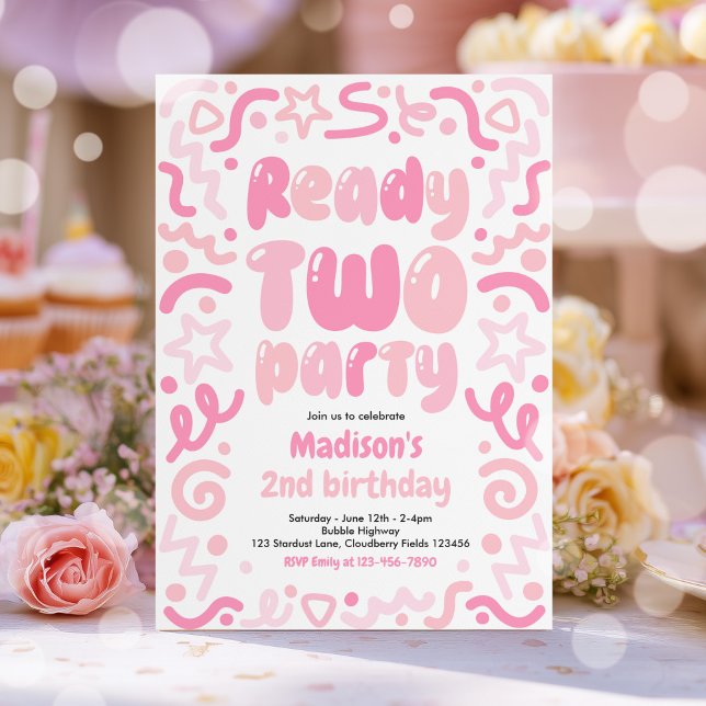 Ready Two Party Confetti Balloon 2nd Birthday  Invitation (Creator Uploaded)