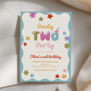 Ready Two Party Daisy Colorful 2nd Birthday Invitation