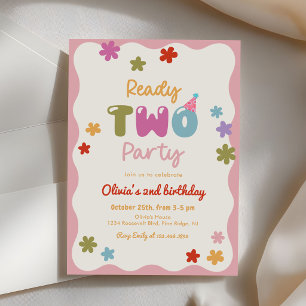 Ready Two Party Daisy Colorful 2nd Birthday Invitation