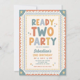 Ready Two Party Whimsical Boy 2nd Birthday Party Invitation