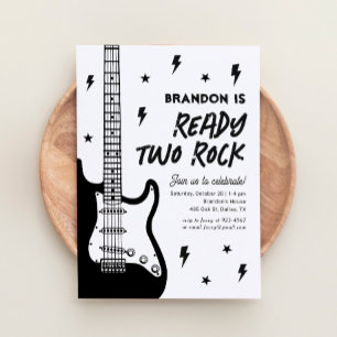 Ready Two Rock Guitar 2nd Birthday Invitation