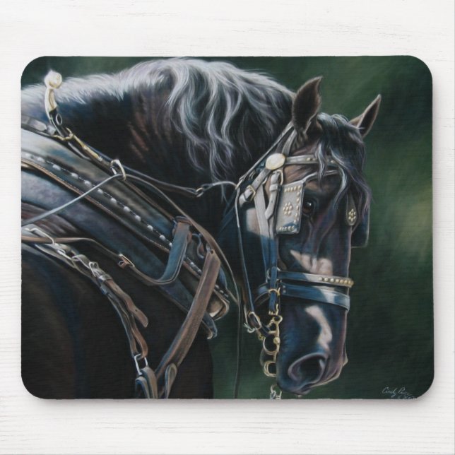 Ready & Willing Black Percheron Draft Horse Mouse Pad (Front)