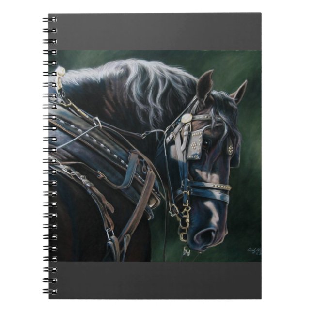 Ready & Willing Black Percheron Draft Horse Notebook (Front)