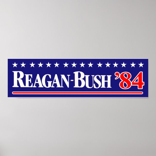 Reagan Bush 84 Bumper Sticker Poster (Front)