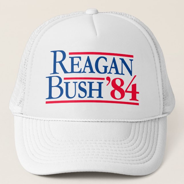 Reagan Bush '84 Election Fratty Republican Trucker Hat (Front)