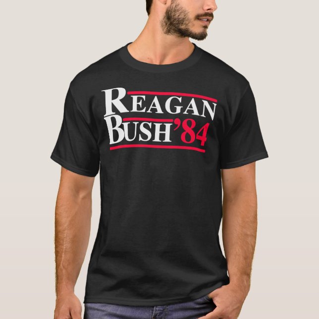 Reagan Bush &x27;84 Retro Logo Red White Blue Elec T-Shirt (Front)