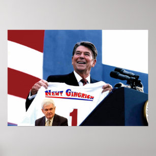 Reagan Campaigns For Gingrich Poster