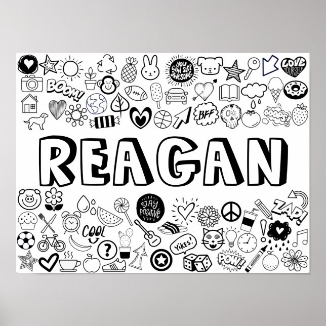 'REAGAN' Colour-it-Yourself Outline Design Poster (Front)