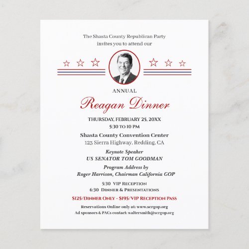 Reagan Dinner Political Fundraiser Invitation