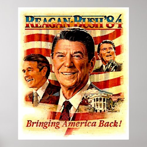 REAGAN FOR PRESIDENT Vintage Campaign Advertising  Poster