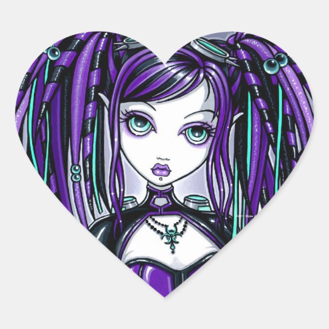"Reagan" Purple Cyber Goth Fairy Stickers (Front)