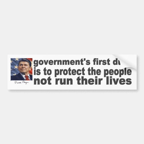 Reagan Quote Governments First Duty Bumper Sticker