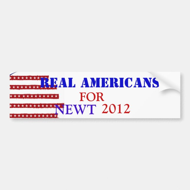 REAL AMERICANS FOR NEWT 2012 BUMPER STICKER (Front)