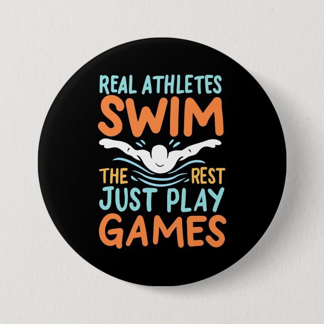 Real Athletes Swim Button (Front)