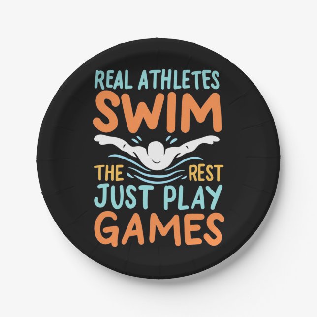 Real Athletes Swim Paper Plates (Front)