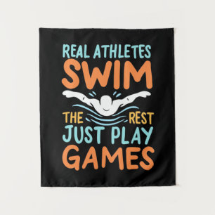 Real Athletes Swim Tapestry