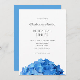 Real Blue Hydrangea Rehearsal Dinner Invitation