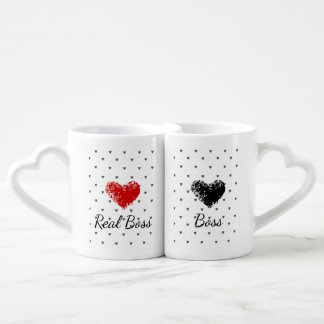 Real Boss and Boss Heart Couple Design Coffee Mug Set