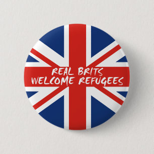 Real Brits Welcome Refugees Pinback Button