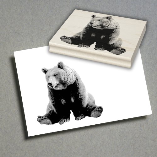 Real Brown Bear Etched Rubber Stamp