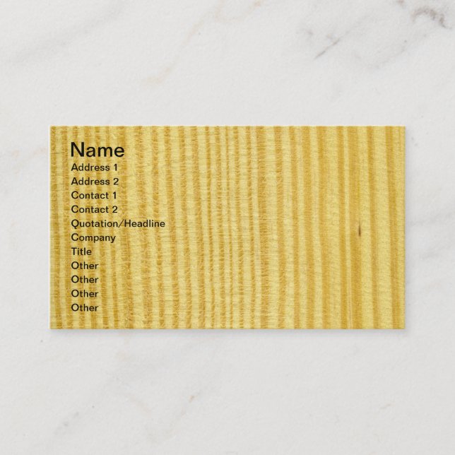 Real Carolina Pine Veneer Woodgrain Business Card (Front)