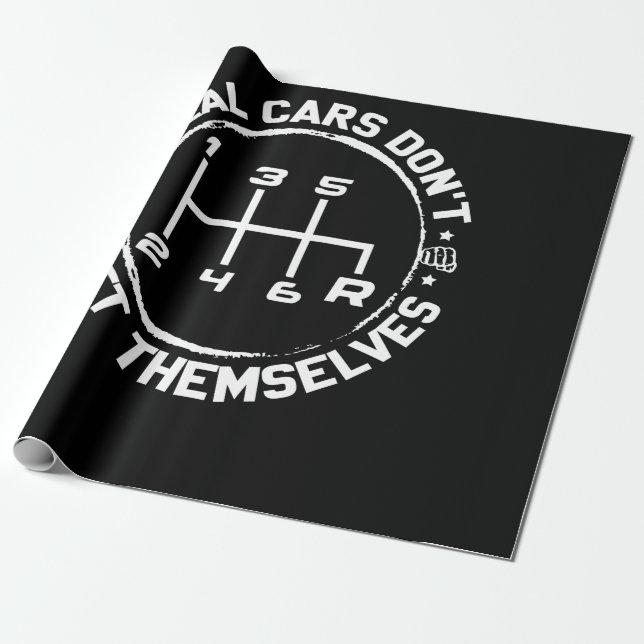 Real Cars Don't Shift Themselves Drifting Wrapping Paper (Unrolled)