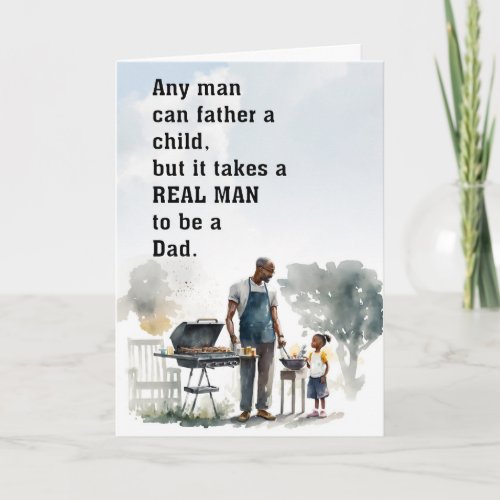 Real Dad African_American Grill Dad_1 Fathers Day Card