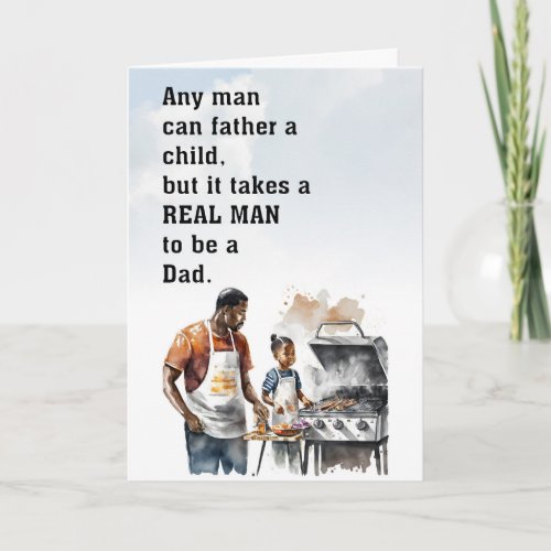 Real Dad African_American Grill Dad_2 Fathers Day Card