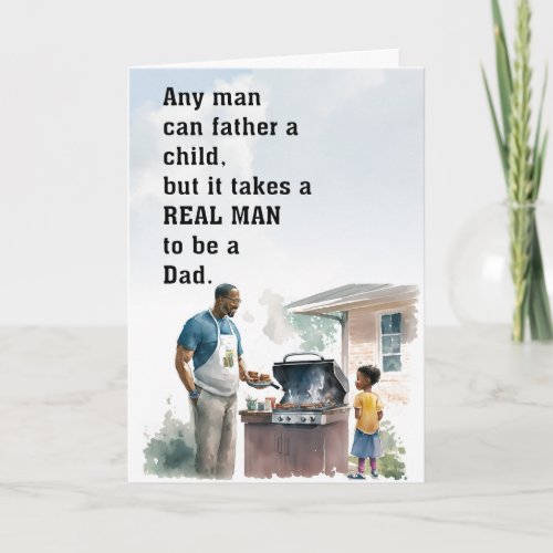 Real Dad African_American Grill Dad_3 Fathers Day Card