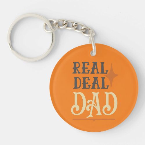 Real Deal Dad Best Dad Modern Typography Keychain