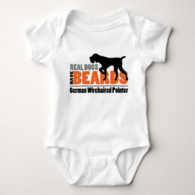Real Dogs Have Beards - German Wirehaired Pointer Baby Bodysuit (Front)