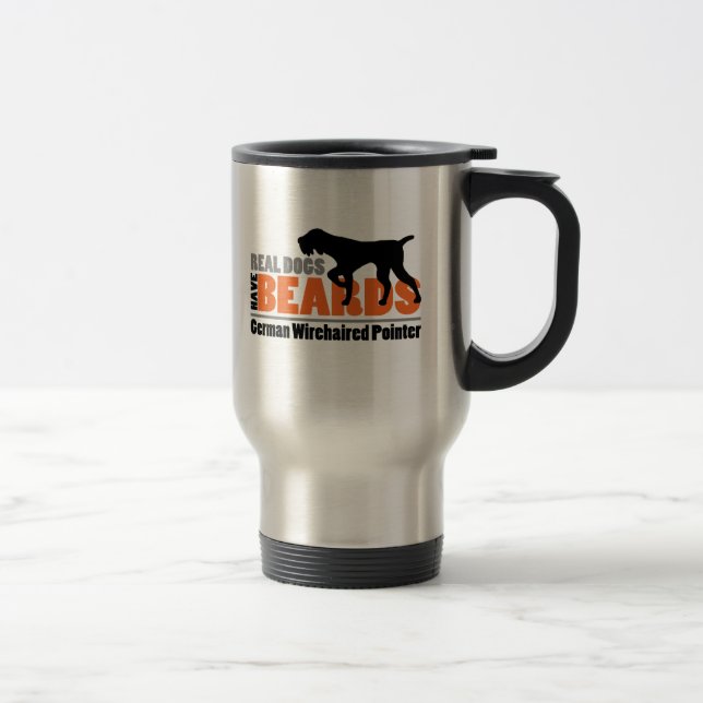 Real Dogs Have Beards - German Wirehaired Pointer Travel Mug (Right)