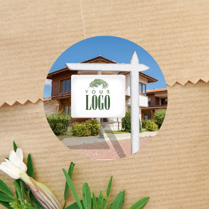 Real Estate Add Your Logo Custom Photo Classic Round Sticker