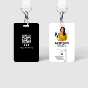 Real Estate Add Your Logo Photo QR Code Badge